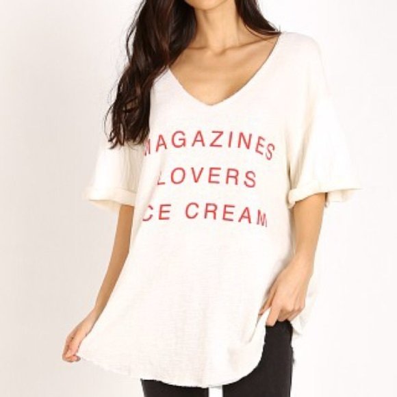 Wildfox Magazines, Lovers, Ice Cream Oversized V-neck Tee - Picture 2 of 4